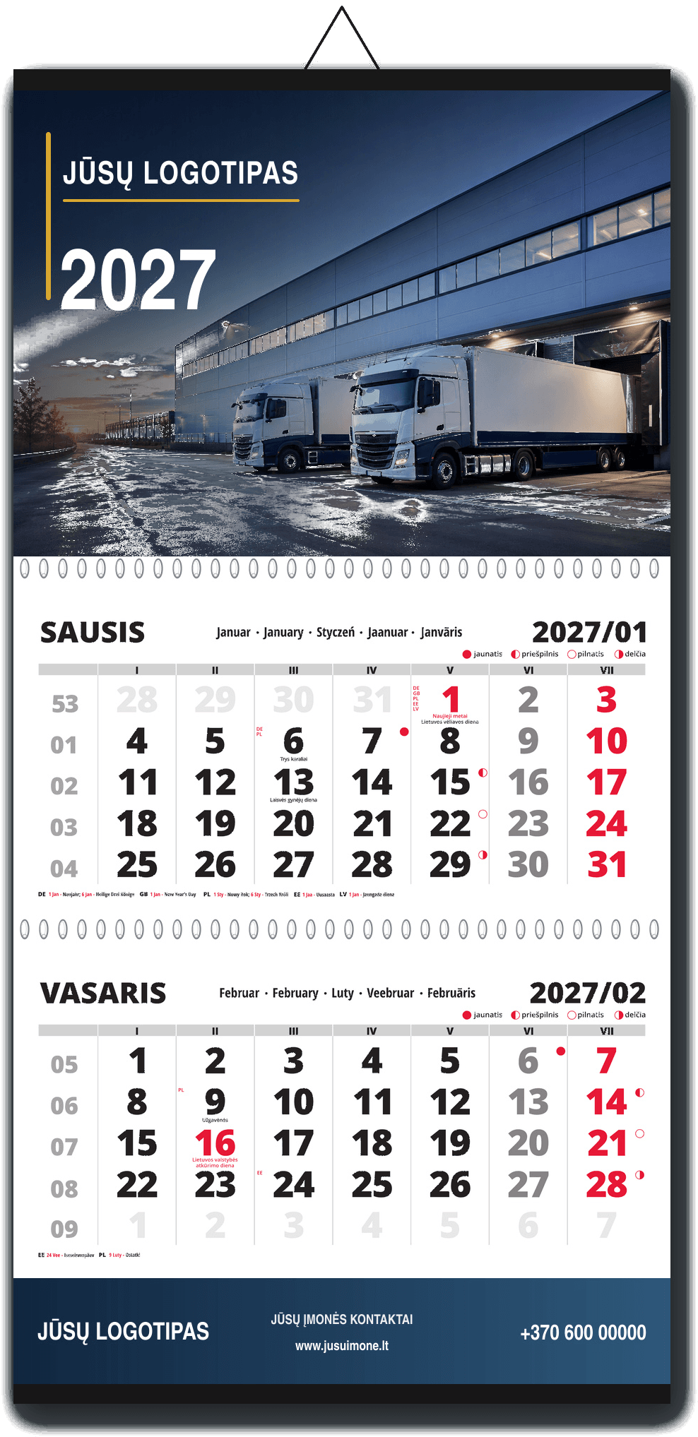 DUO dviejų dalių sieninis kalendorius 2027
