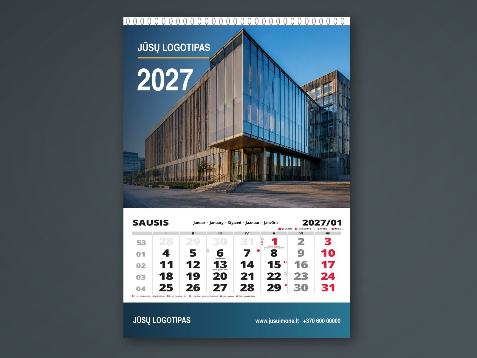 Reprezentacinis A3 kalendorius 2027 su nuotraukomis